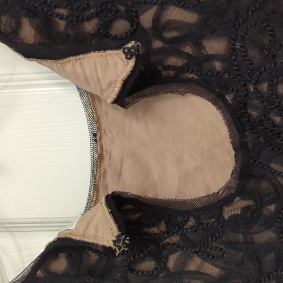 Max Studio Black Sleeveless Mini Dress Floral Lace Embroidered Sequin Si… - Picture 7 of 10